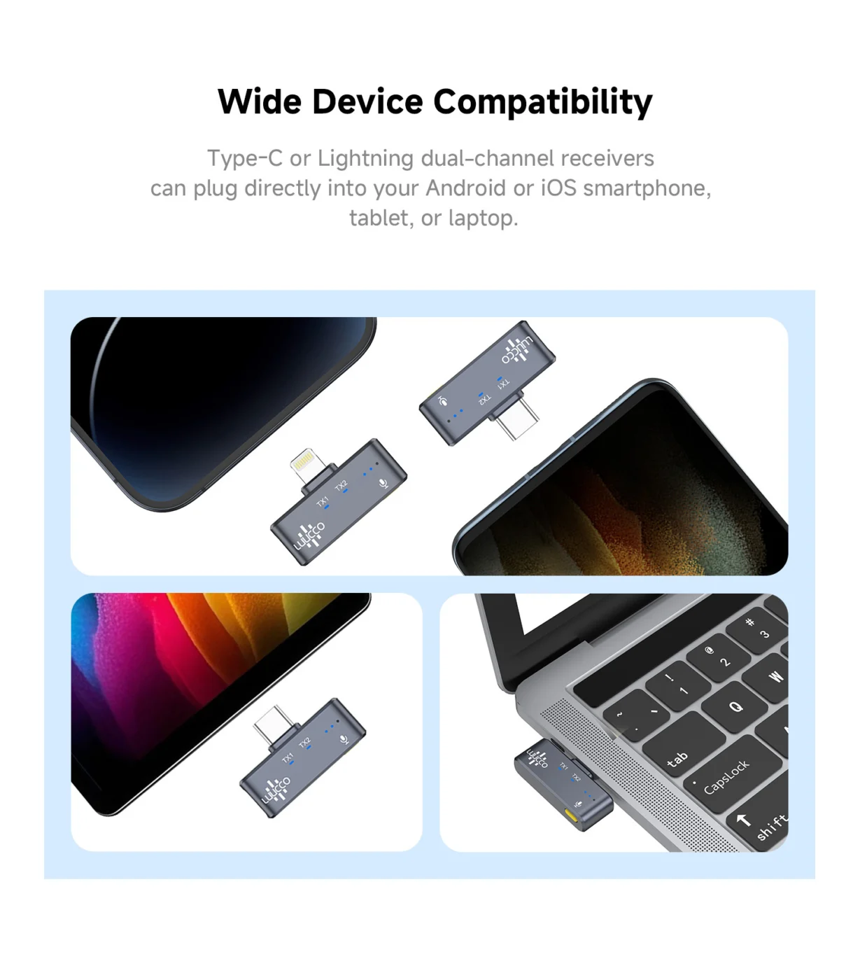 LUUCCO AirWave Mini, micrófono inalámbrico lavalier compacto, vista 4