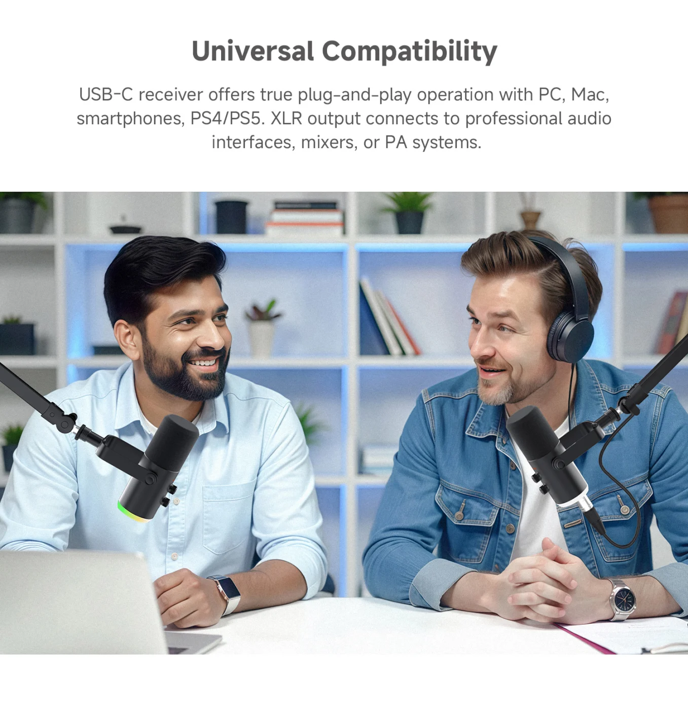 LUUCCO Melo-S2, micrófono dinámico inalámbrico USB y XLR, vista 2